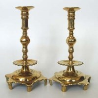 Lot 405 - Pair brass candlesticks