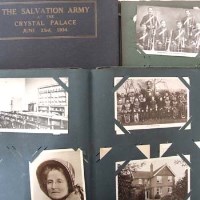 Lot 428 - Two albums of postcards and phitiographs (approx 150) mainly appertaining to the salvation army (c1910) and one album of S.A. ephemera (3)