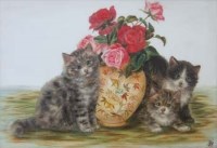 Lot 445 - Bessie Bamber cats oil on glass