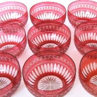 Lot 449 - 12 ruby cut glass finger bowls