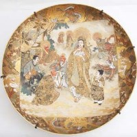 Lot 460 - Japanese Satsuma earthenware large saucer dish