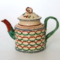 Lot 490 - Creamware teapot circa 1770 probably Leeds  the
