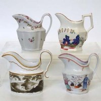 Lot 517 - Two Newhall cream jugs circa 1790 and two others