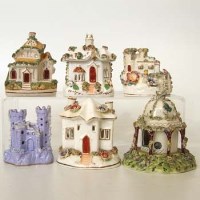 Lot 531 - Six pastille burners including one 'Leeds Pottery'.