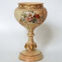 Lot 564 - Royal Worcester challice shape vase  decorated