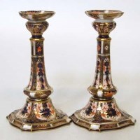 Lot 568 - Royal Crown Derby pair of candlesticks