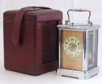 Lot 632 - French silver plated carriage clock