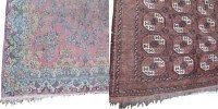 Lot 639 - Pink ground Persian carpet and a red Borhara