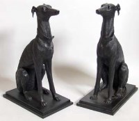 Lot 651 - Pair of resin Greyhounds