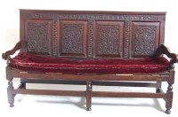 Lot 672 - George III oak settle