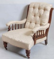 Lot 678 - Walnut upholstered arm chair circa 1900