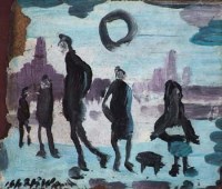 Lot 8 - J.L. Isherwood, Figure group, oil
