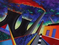 Lot 23 - David Wilde, Cooling Tower Idyll, acrylic