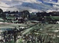 Lot 38 - John Knapp Fisher, Cotswold Field, oil and another watercolour (2)