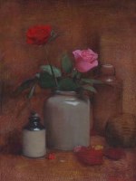 Lot 64 - Bohuslav Barlow, Pink and Red, oil