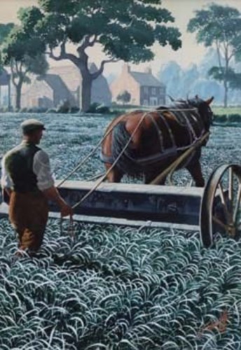 83 - Charles Tunnicliffe, Top Dressing with Nicholson's Drill, watercolour