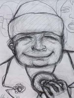 Lot 103 - Peter Howson, Male portrait, pencil