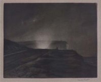 Lot 115 - Sir Frank Short, Headlights over the Hill, signed mezzotint