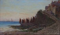 Lot 118 - Henry Martin, Fishing boats moored at harbour, oil