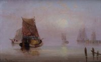 Lot 121 - E.K. Redmore, Shipping off the Dutch Coast, oil