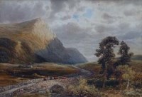 Lot 141 - John Keeley, The Old Road Across the Moors above Dolgelley, watercolour