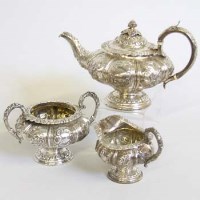 Lot 178 - Three piece silver teaset.