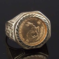 Lot 232 - Gold 1/10th Krugerrand ring.