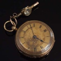 Lot 348 - Lady's eighteen carat gold open faced key wind