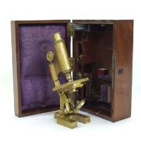 Lot 632 - Brass microscope in case