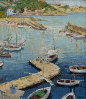Lot 38 - Style of J.A. Park, Harbour view, oil