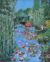 Lot 72 - C.M. Jones, Monet's Gardens, Giverney, oil