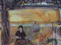 Lot 93 - Michelle Leigh, Bird Cage Stall, Spain, watercolour