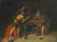 Lot 158 - Belli, 19th century, Italian School, Interior scene with cavaliers, oil
