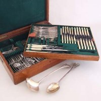 Lot 221 - Oak cased plated canteen.