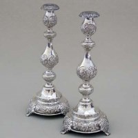Lot 241 - Pair of Dutch style silver candlesticks