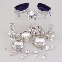 Lot 251 - Pair of George III oval silver salts; pair of
