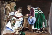 Lot 278 - Limoges enamel panel after (d'apres) F. Roybet of 17th century figures