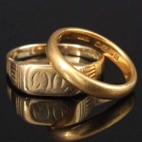 Lot 286 - 22ct plain band gold ring, approximately 5.8g; an