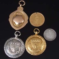 Lot 294 - Two gold medals and a gold coin; silver medal.