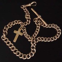 Lot 302 - Nine carat gold Albert chain, 42.2g