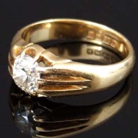 Lot 338 - Single stone gypsy set ring, approx 0.7ct