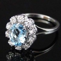 Lot 369 - Aquamarine cluster ring
