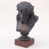 Lot 424 - Bronzed bust of Jesus.