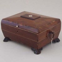 Lot 442 - Mahogany jewellery box with rosewood banding.