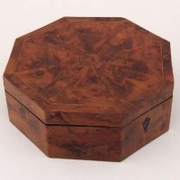 Lot 443 - Yew wood octagonal box.
