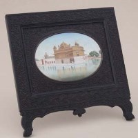 Lot 509 - Indian painted ivory panel of the Golden Temple