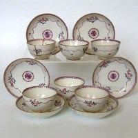Lot 555 - Six target pattern Caughley tea bowls and