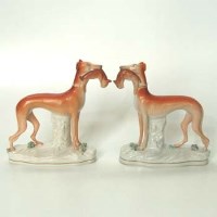 Lot 572 - Pair Staffordshire greyhounds.