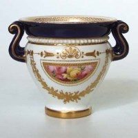 Lot 589 - Royal Worcester small twin handled vase.