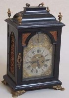 Lot 653 - John Weber ebonised bracket clock with verge